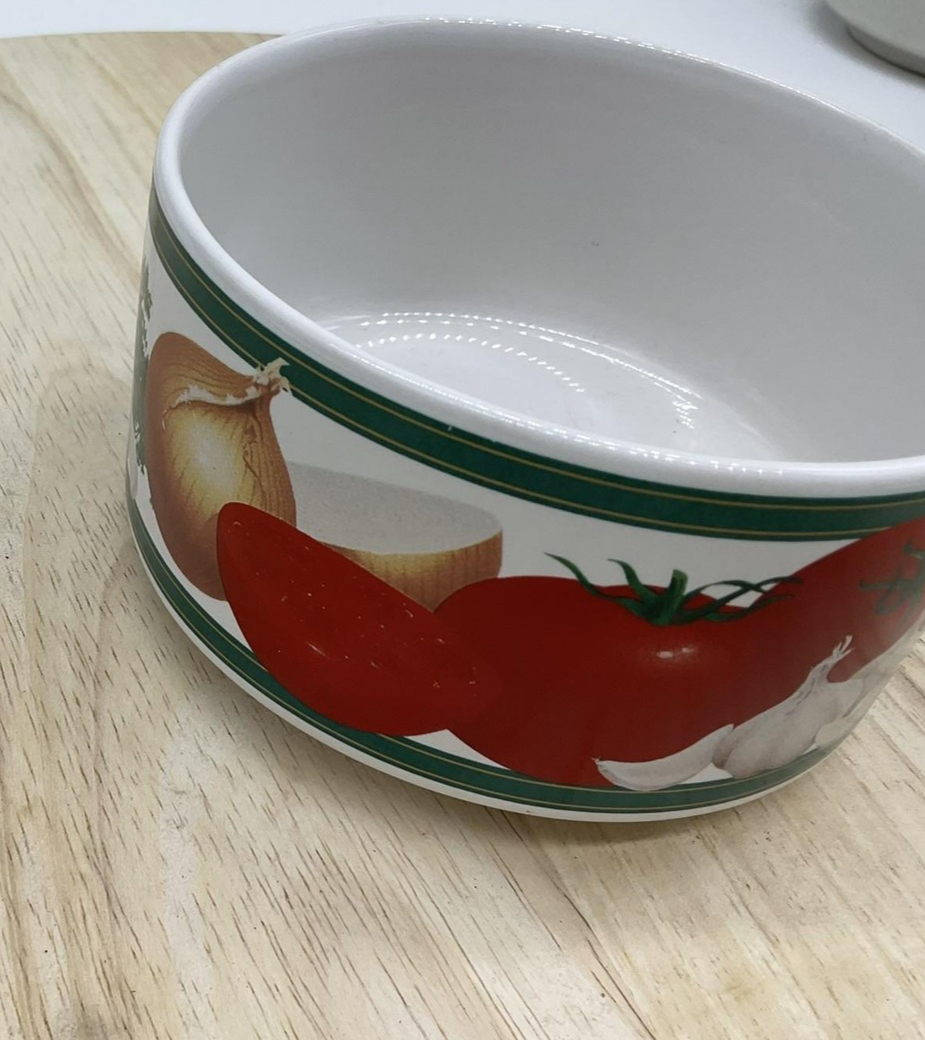 Vegetable Tomato Garlic Onion Ceramic Soup Mug Bowl With Handle Kitchen Decor