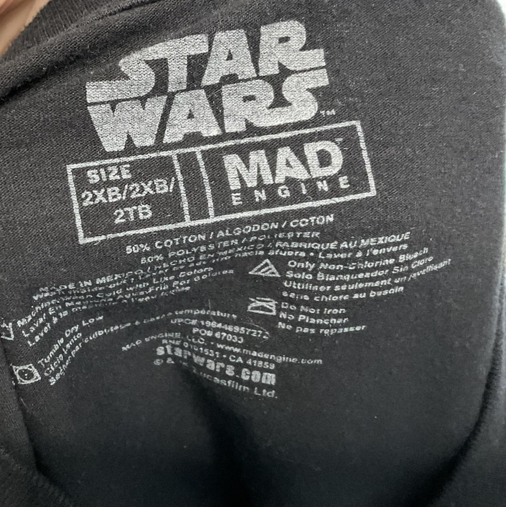 Star Wars Shirt Mens 2X Big Black Grogu Mandalorian Tee Mad Engine Short Sleeve