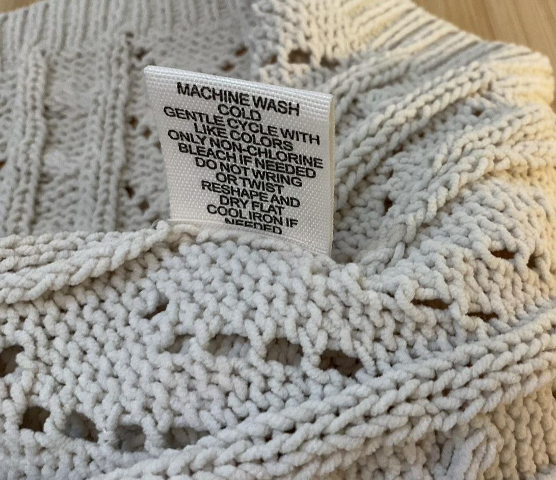 Moon & Madison Sweater Womens Medium White Open Knit Crochet Cardigan Top