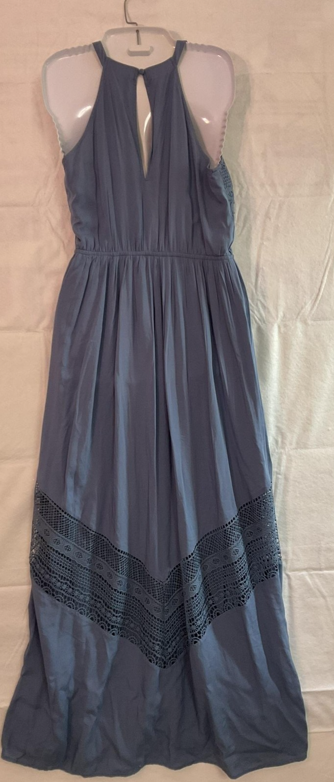 Altar'd State Dress Womens Medium Blue Crochet Halter Maxi Boho Sundress Wedding