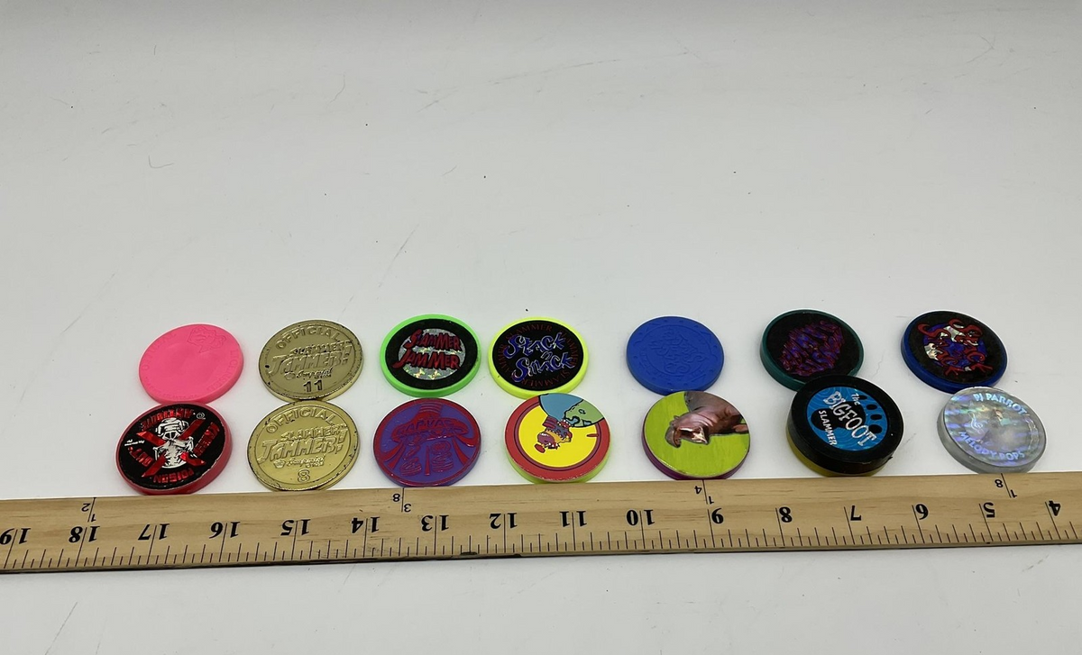 Vintage 90s Pog Slammer Lot 14 Mixed Official Jammers Game Pieces Toys