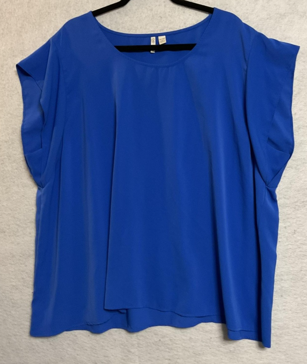 Cato Blouse Womens 26/28W Blue Dolman Sleeve Scoop Neck Tunic Top Plus Size