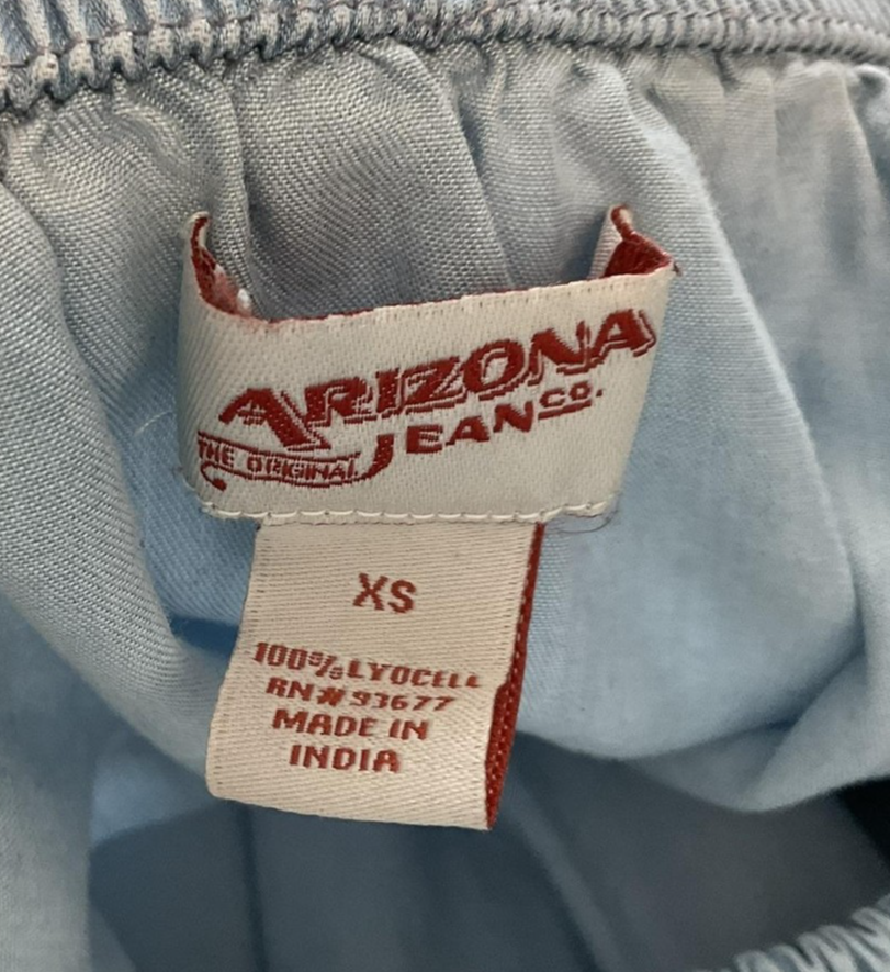 Arizona Jean Co Blouse Juniors XS Blue Off Shoulder Ruffle Crop Top Lightweight