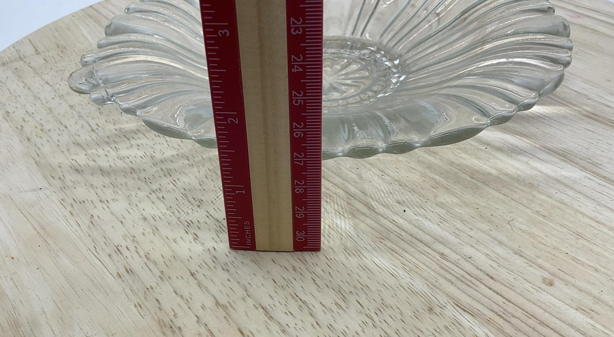 Clear Glass Flower Shaped Serving Bowl Decorative Fluted Edge Dish Centerpiece