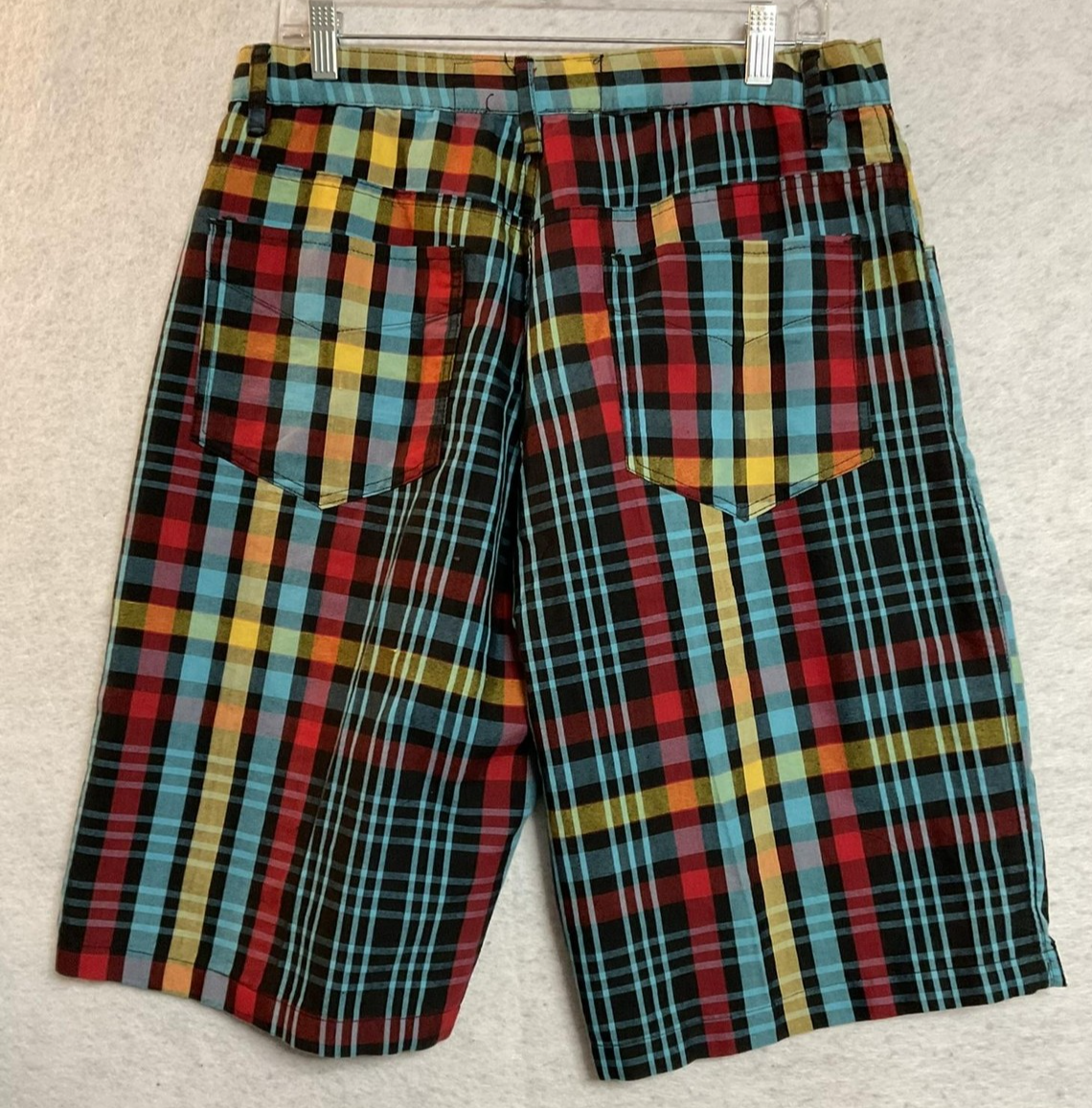 Evolution In Design Shorts Mens 36 Multicolor Plaid Bermuda Flat Front Pockets