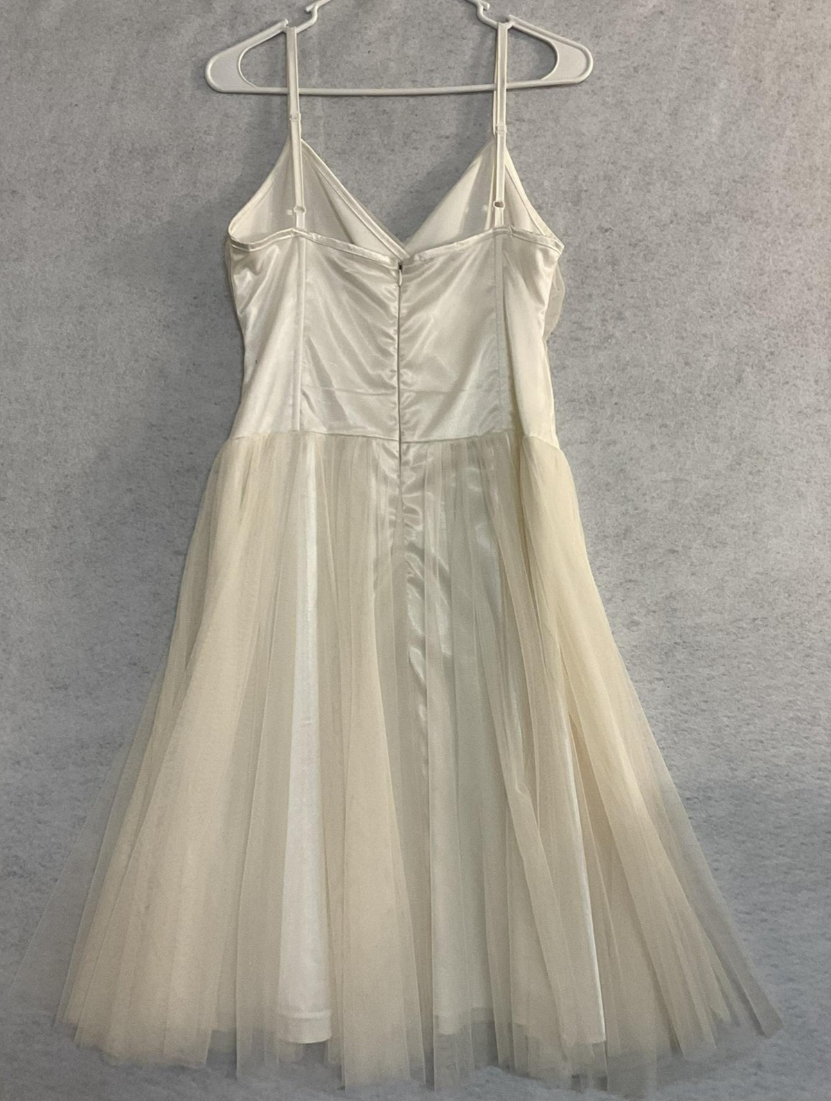Tulle Dress Womens Large White Wrap V Neck Spaghetti Strap Fit Flare Midi
