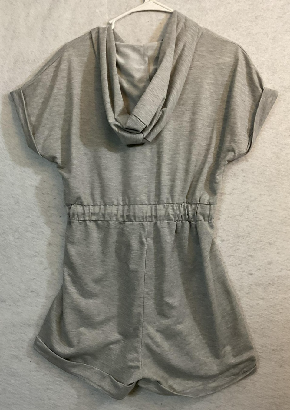 SHEIN Romper Womens Large Gray Hooded Short Sleeve Zip Front Jersey Casual