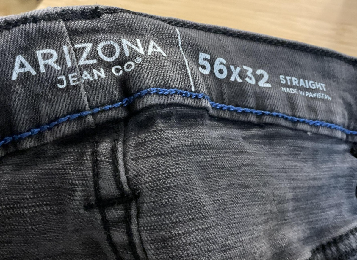 Arizona Jean Co Jeans Mens 56x32 Black Charcoal Straight Big & Tall Stretch