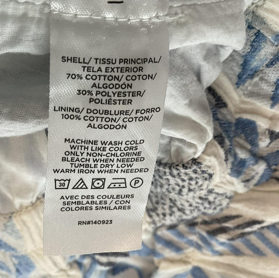 LOFT Skirt Womens Medium Blue Geometric Tiered A-Line Short Lined Elastic Waist