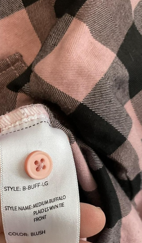 Truly Me Shirt Girls M Pink Buffalo Plaid Button Front Long Sleeve Flannel