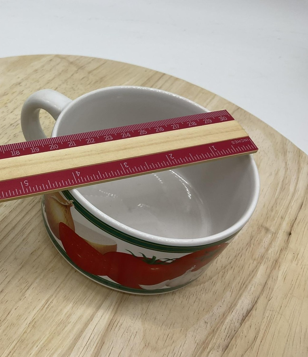 Vegetable Tomato Garlic Onion Ceramic Soup Mug Bowl With Handle Kitchen Decor
