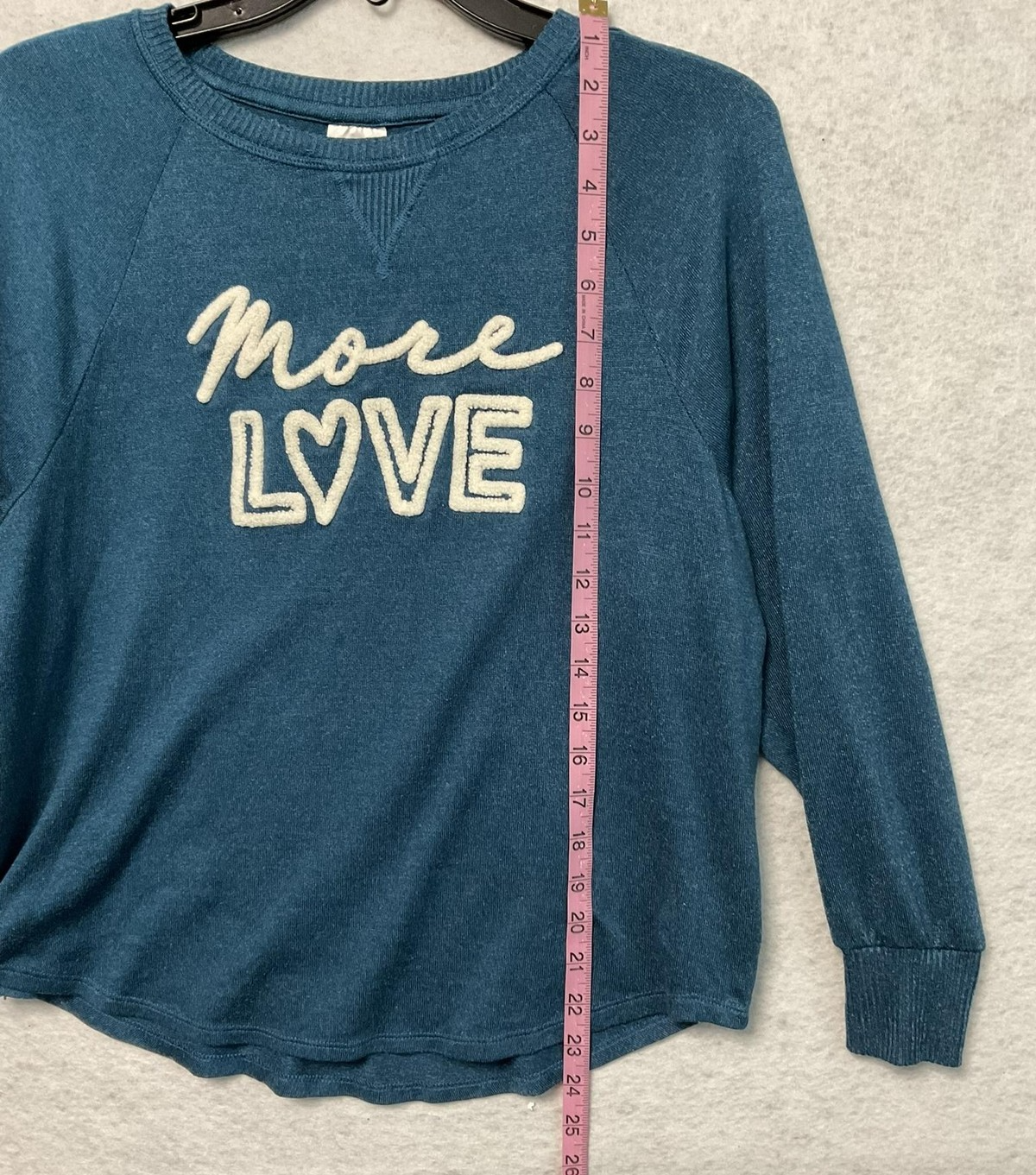 Secret Treasures Sweatshirt Womens Small Green More Love Graphic Pullover Lounge