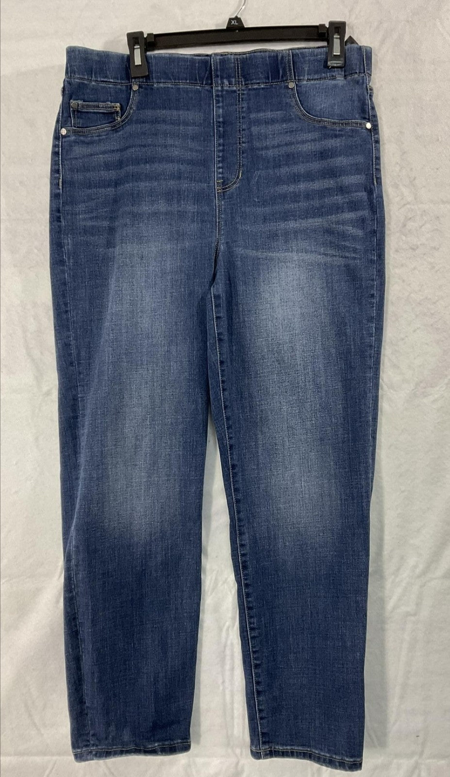 Liverpool Jeans Womens 14 Blue Medium Wash Straight Pull On Stretch Denim