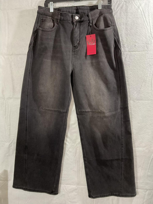 EMMIOL Jeans Womens 31 Gray High Rise Wide Leg Fleece Lined Denim Pants Winter