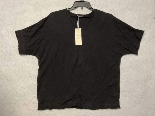 DOKOTOO Shirt Womens Medium Black V Neck Short Sleeve Dolman Relaxed Casual Top