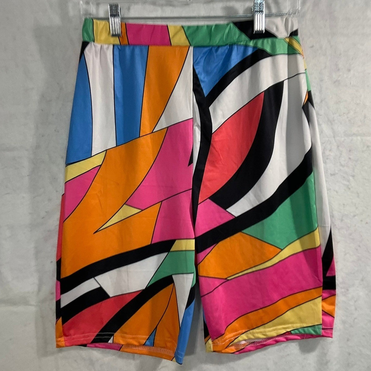 Bike Shorts Women XL Multi Geometric Abstract Stretch Activewear