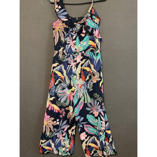 ONLY Our Story Malibu Strap Culotte Jumpsuit Size 8 US Floral Tropical Wide Leg