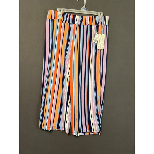 French Laundry Women’s M Colorful Striped Pants Liquid Knit Pull On NWT