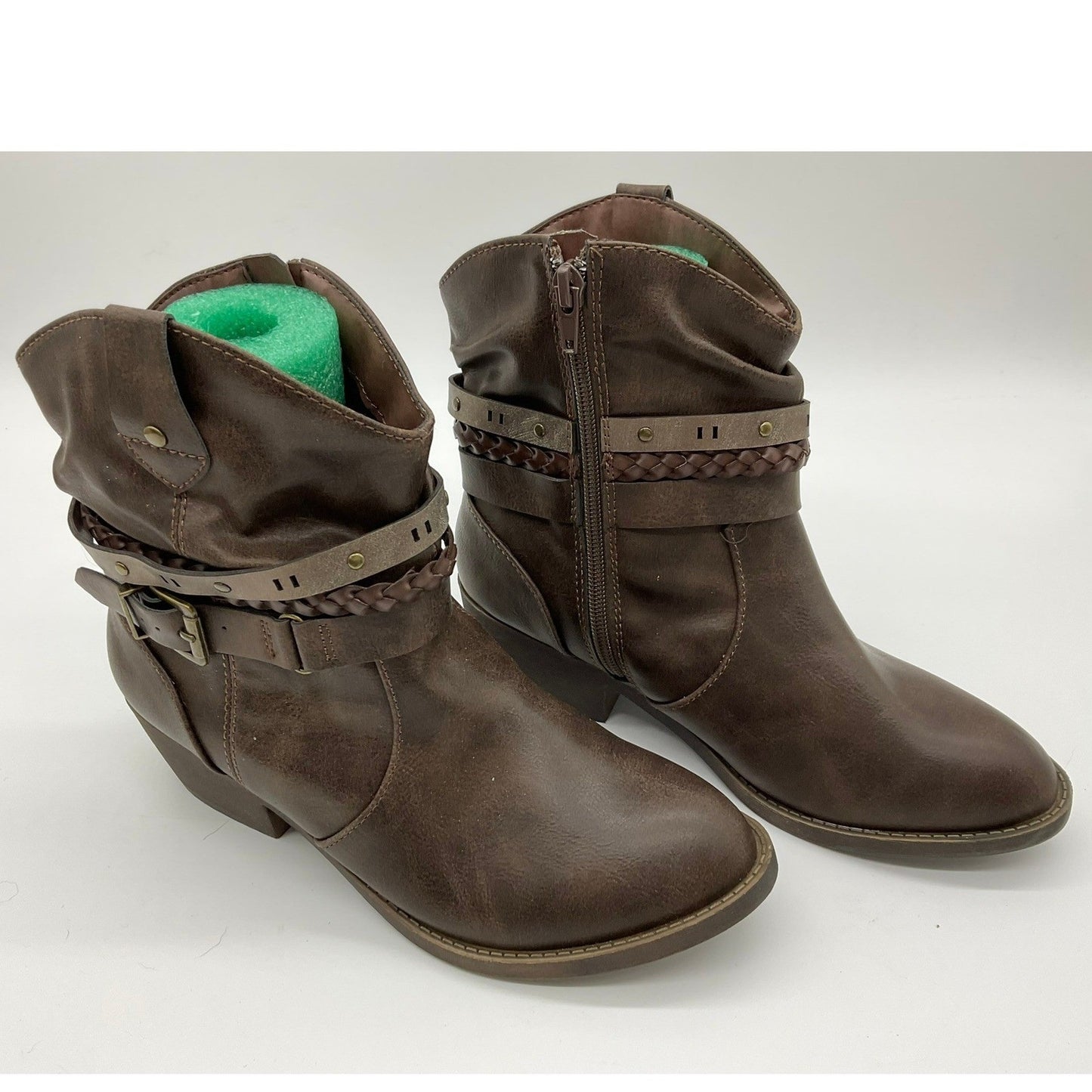 Jellypop Loraine Bootie Womens 8 Brown Strappy Studded Western Ankle Boot