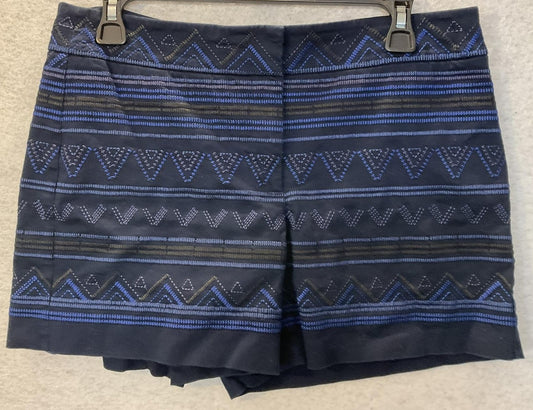 White House Black Market Shorts Womens 8 Blue Jacquard Geometric Chino Dressy
