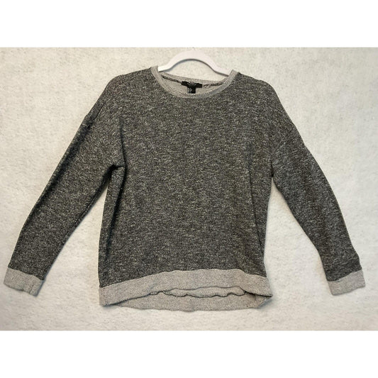 Forever 21 Sweater Womens Small Gray Heathered Two Tone Crewneck Knit Pullover