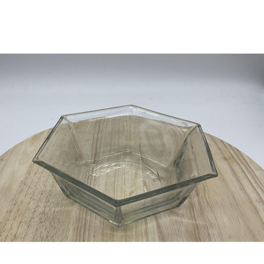 Clear Glass Pentagon Bowl 5-Sided Geometric Serving Centerpiece Modern Decor