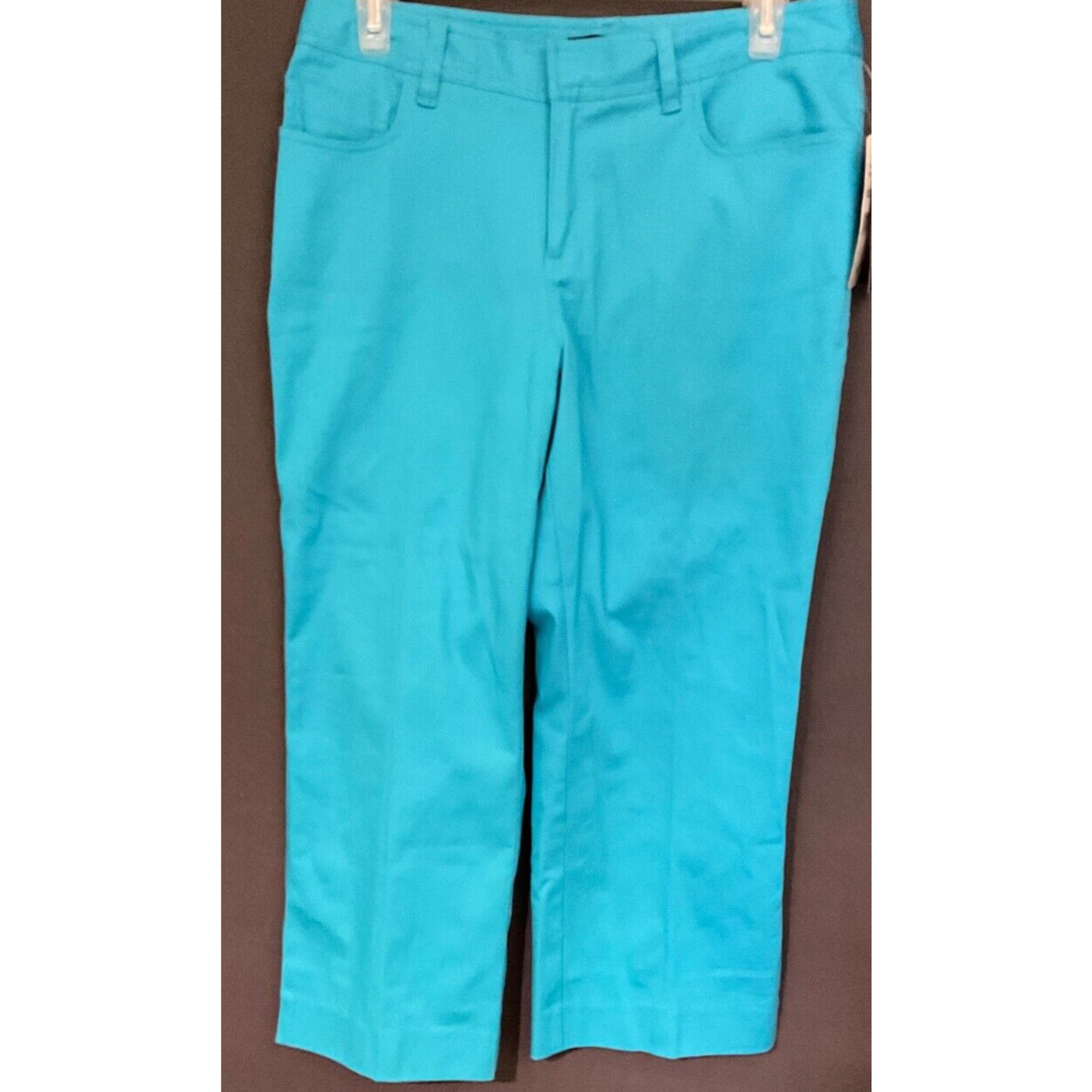 ECI New York Blue Crop Pants Size 6 Split Hem Women’s $58 NWT Split Hem Detail