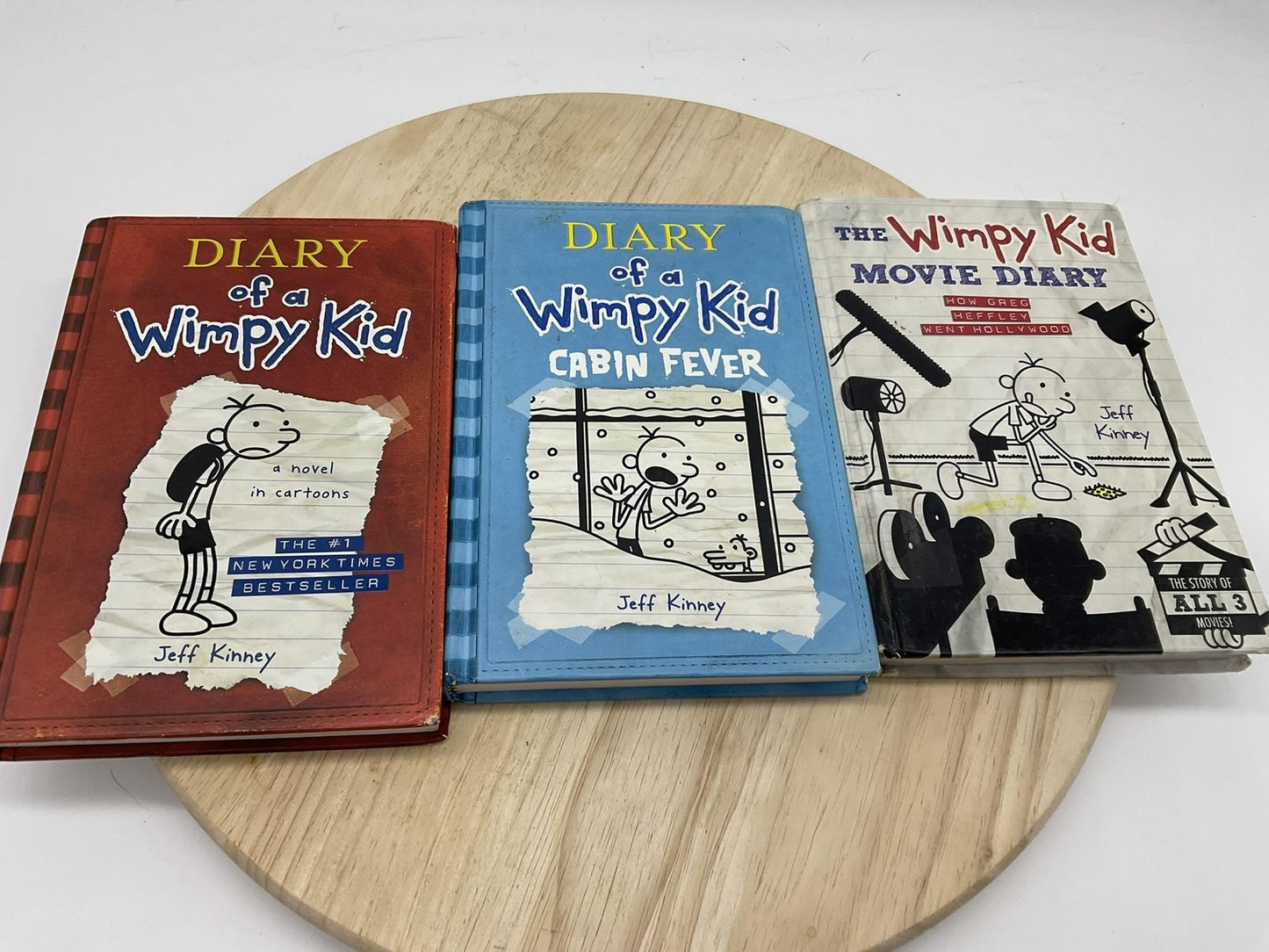 Jeff Kinney Diary Of A Wimpy Kid 3-Book Hardcover Set Blue Red White Cabin Fever