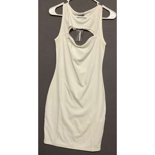 Zeagoo White Stretch Cutout Bodycon Dress Sleeveless Women's Size S NWT
