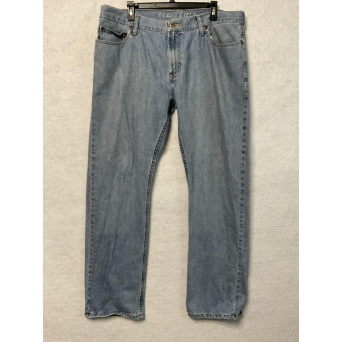 Nautica Jeans Mens 38x34 Blue Light Wash Straight Leg Denim Classic 5-Pocket