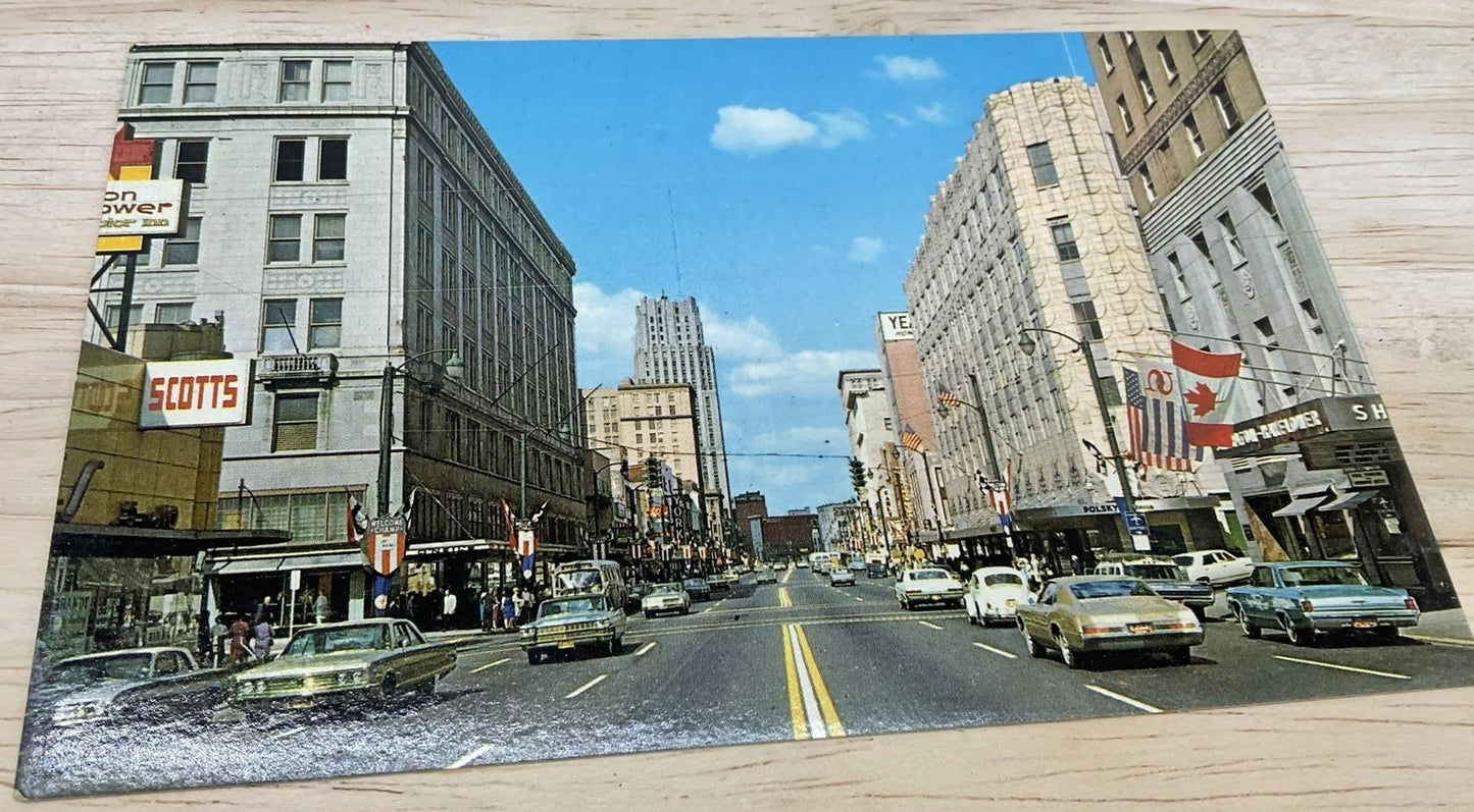 Vintage Downtown Akron Ohio Colourpicture Photochrome Postcard 5.5x3.5 In