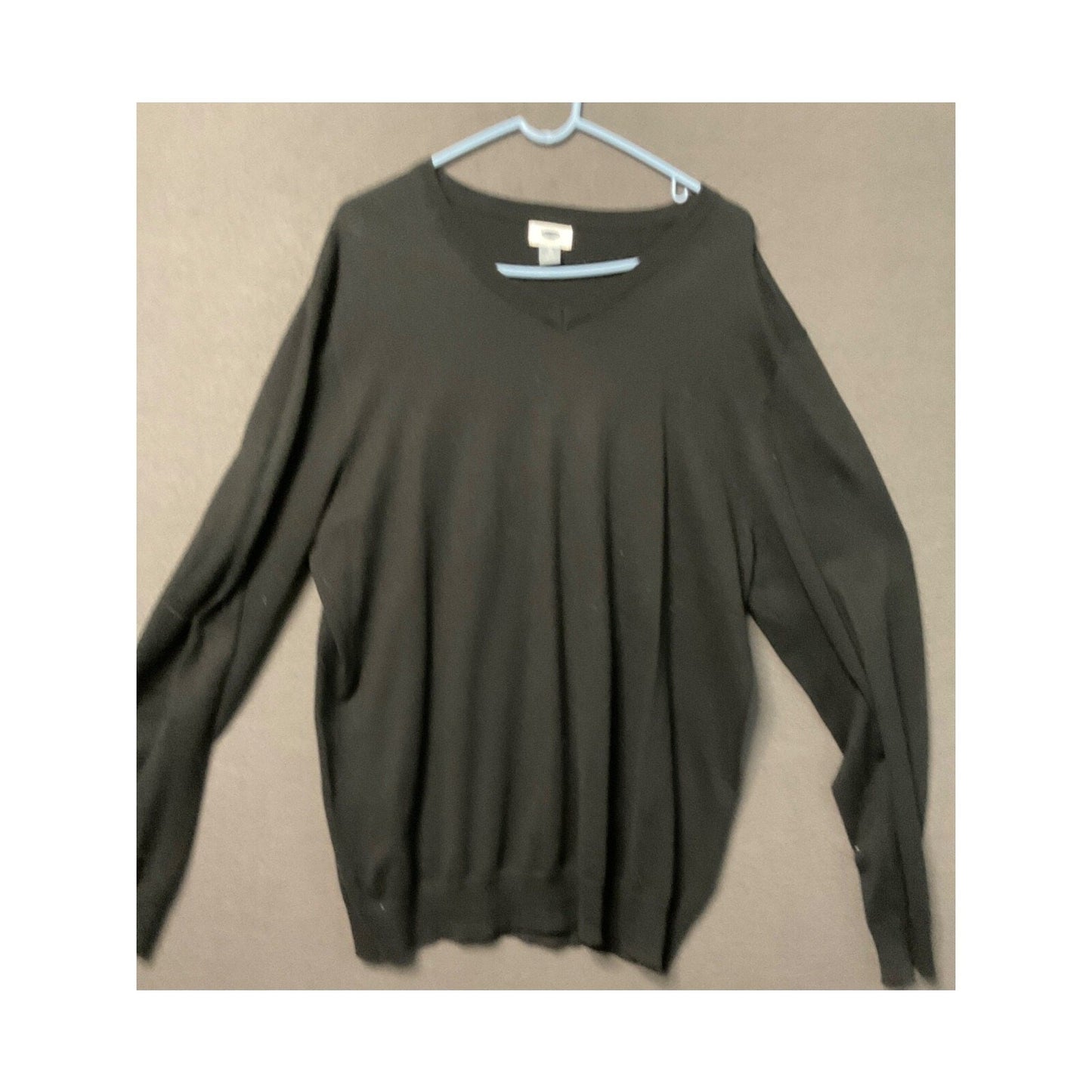 Old Navy Men’s Sweater XL Black Cotton Long Sleeve Pullover Classic Fit V Neck
