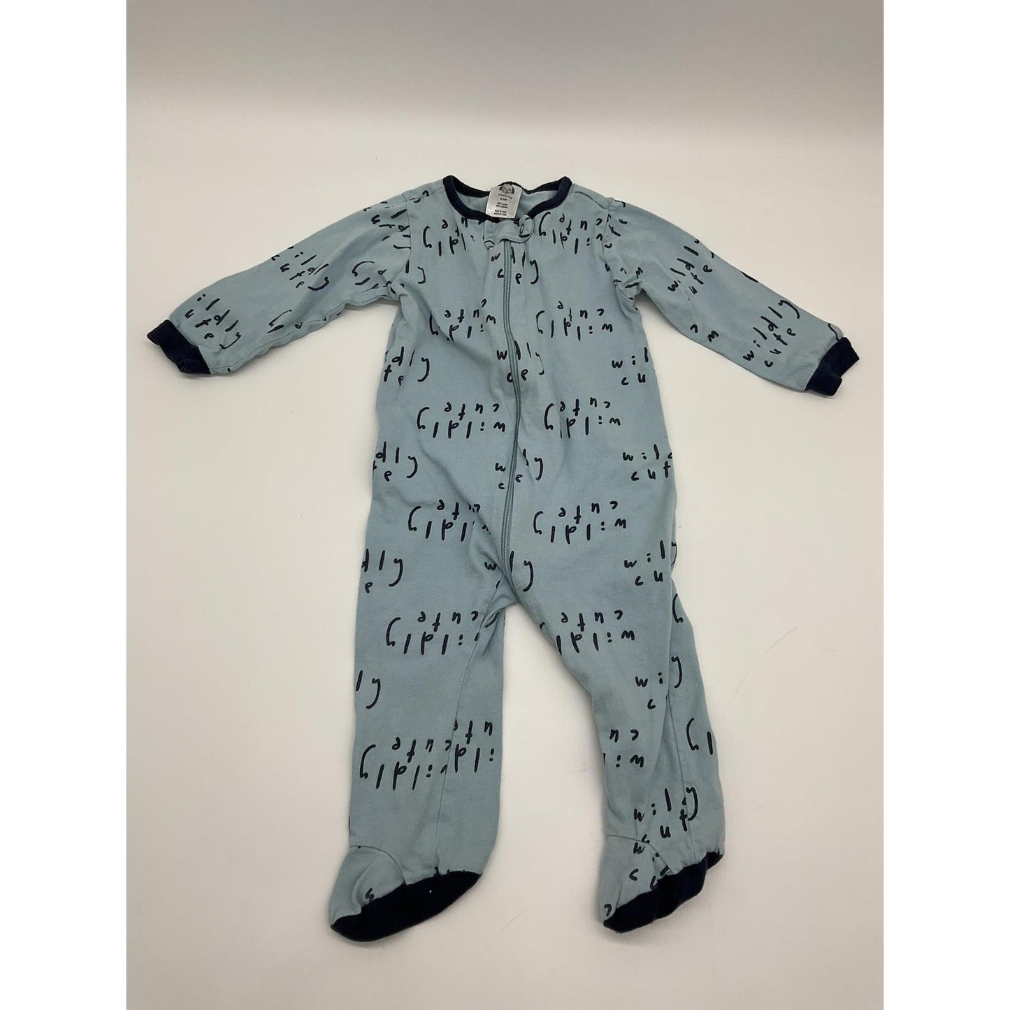 Gerber Sleep N Play Pajamas Baby Boys 6-9 Months Blue Wildly Cute One Piece Zip