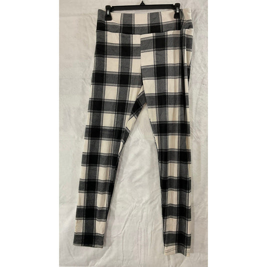No Boundaries Velour Leggings Women XL Black White Buffalo Plaid Super Plush NEW