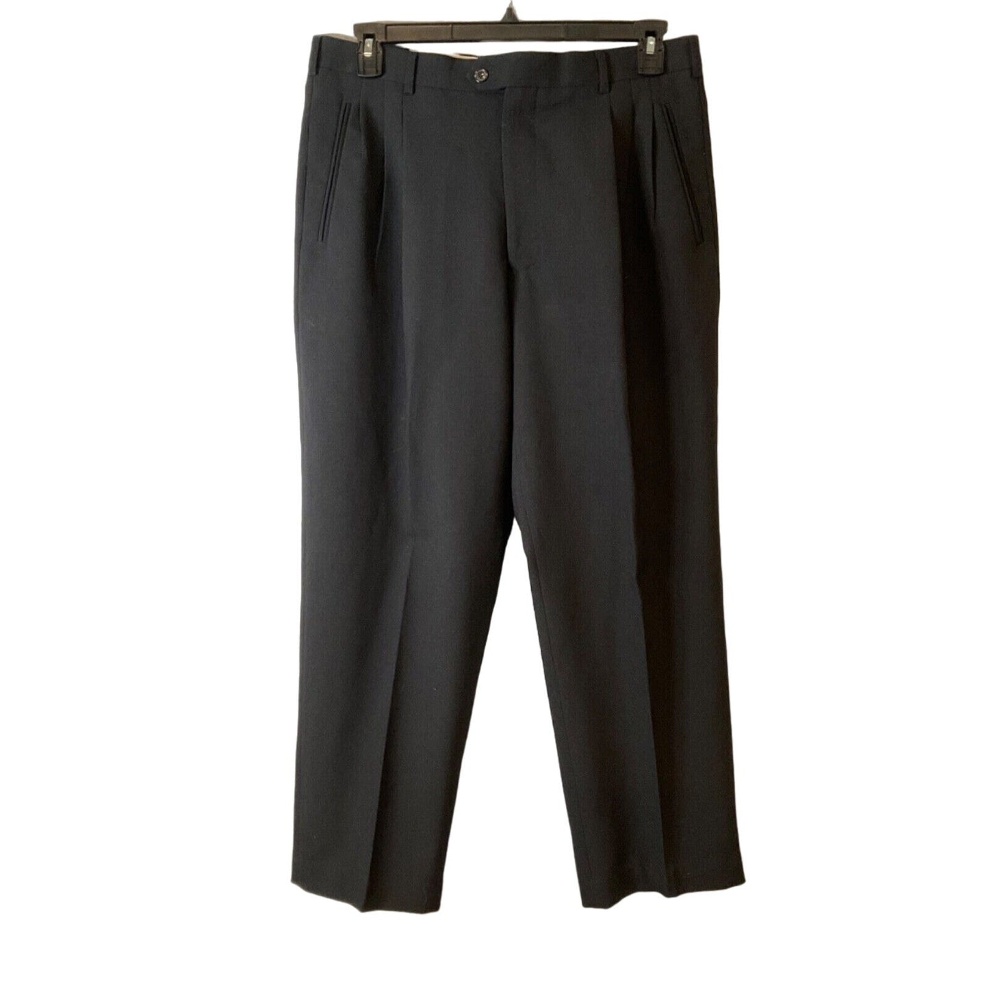 Dino DiVinci Men's Black Dress Pants 35W 28L, Pleated, Zip Fly, Hand Tailored