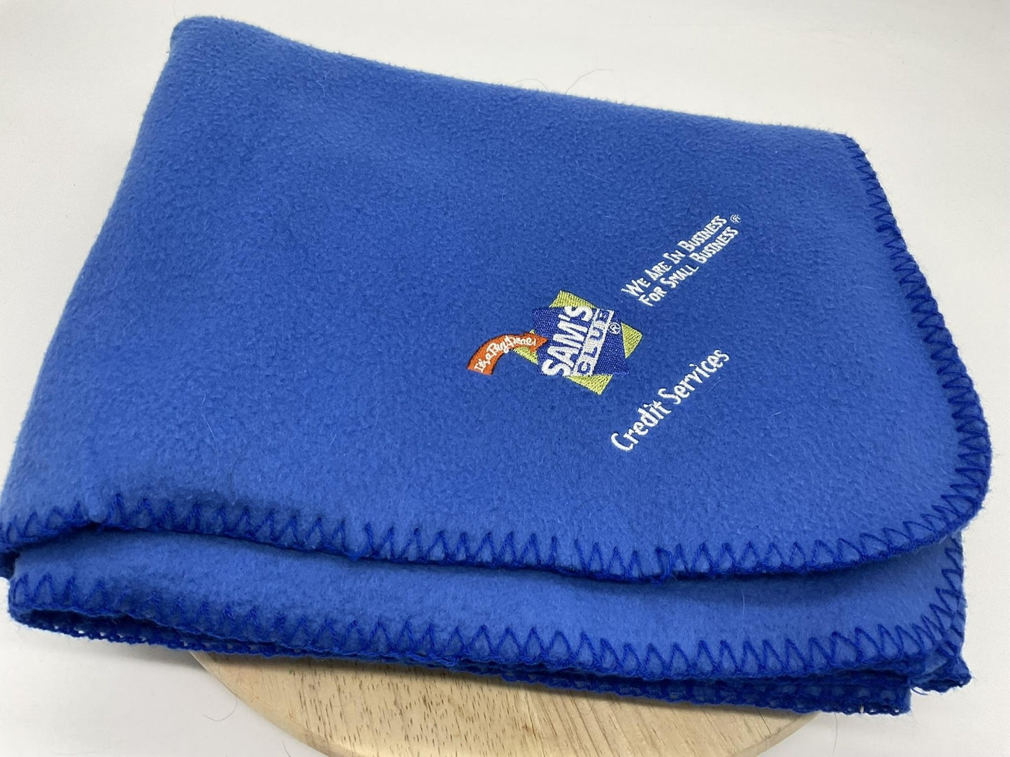 Sam's Club Fleece Throw Blanket 59x49 Blue Embroidered Credit Services Promo