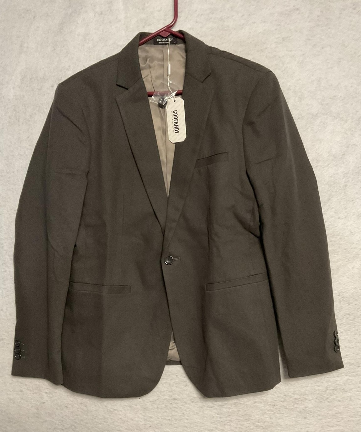 COOFANDY Blazer Men Small Brown Cotton Blend Single Button Lined Jacket New