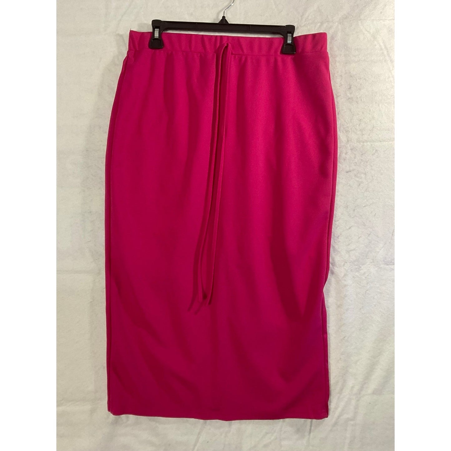 SHEIN Pencil Skirt Womens XL Hot Pink Elastic Waist Drawstring Midi Bodycon