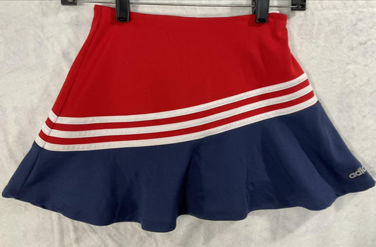 Adidas Skort Girls 10-12 Red Blue Striped Tennis Elastic Waist Shorts Active