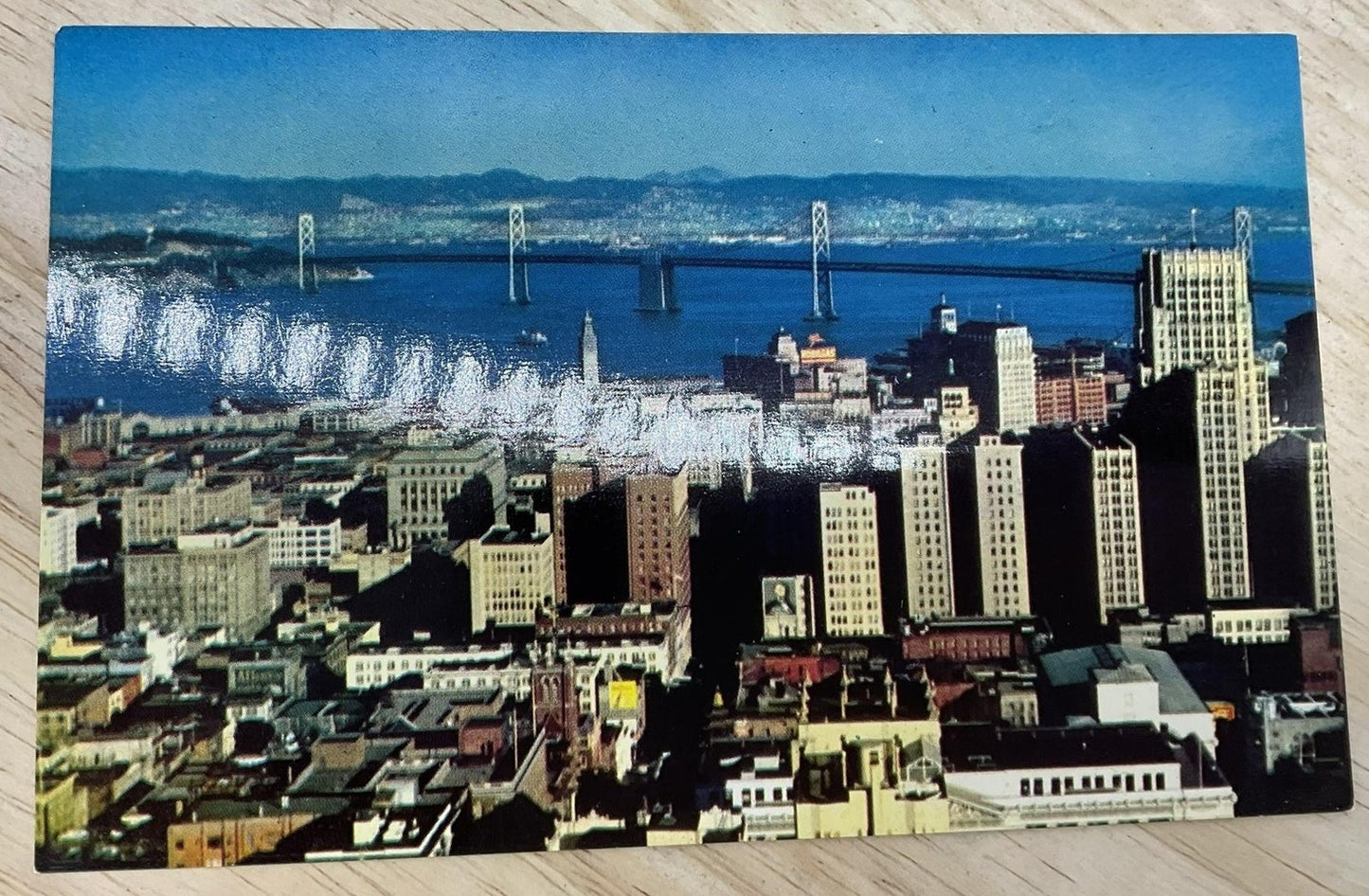 Vintage San Francisco Bay Bridge Mirro-Krome Photochrome Postcard 5.5x3.5 In
