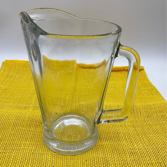 Vintage Glass Pitcher Clear Heavy Tapered Water Juice Carafe Serving MCM