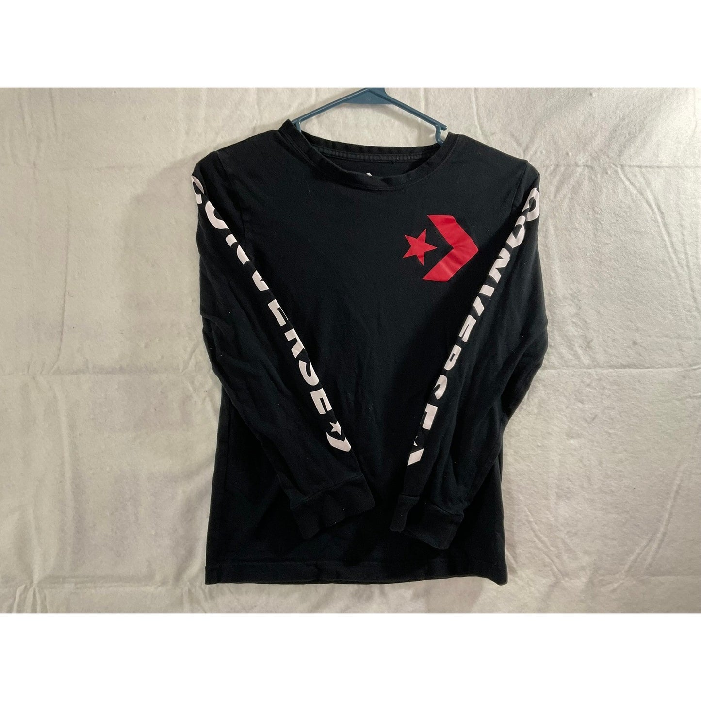 Converse Long Sleeve T-Shirt Boys Youth Medium Black Excellent Graphic Logo