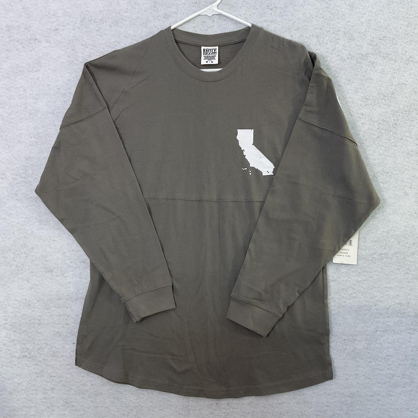 Royce Brand Shirt Womens Medium Gray Long Sleeve California Graphic Jersey Top