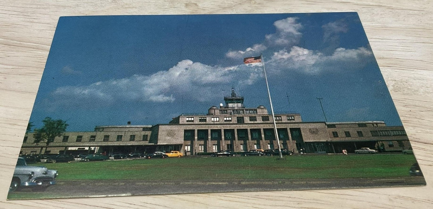Prince Lithograph Postcard Washington National Airport Arlington VA Blue Vintage