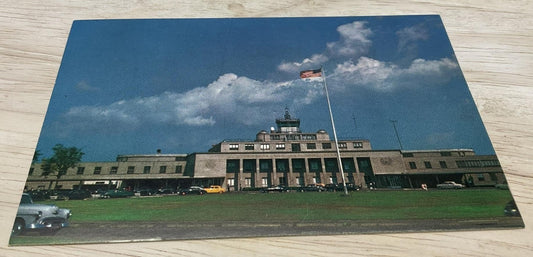 Prince Lithograph Postcard Washington National Airport Arlington VA Blue Vintage
