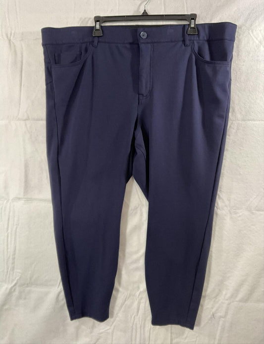 Torrid Pants Womens 24R Blue Ponte Cropped Dress Stretch Zip Pockets Workwear