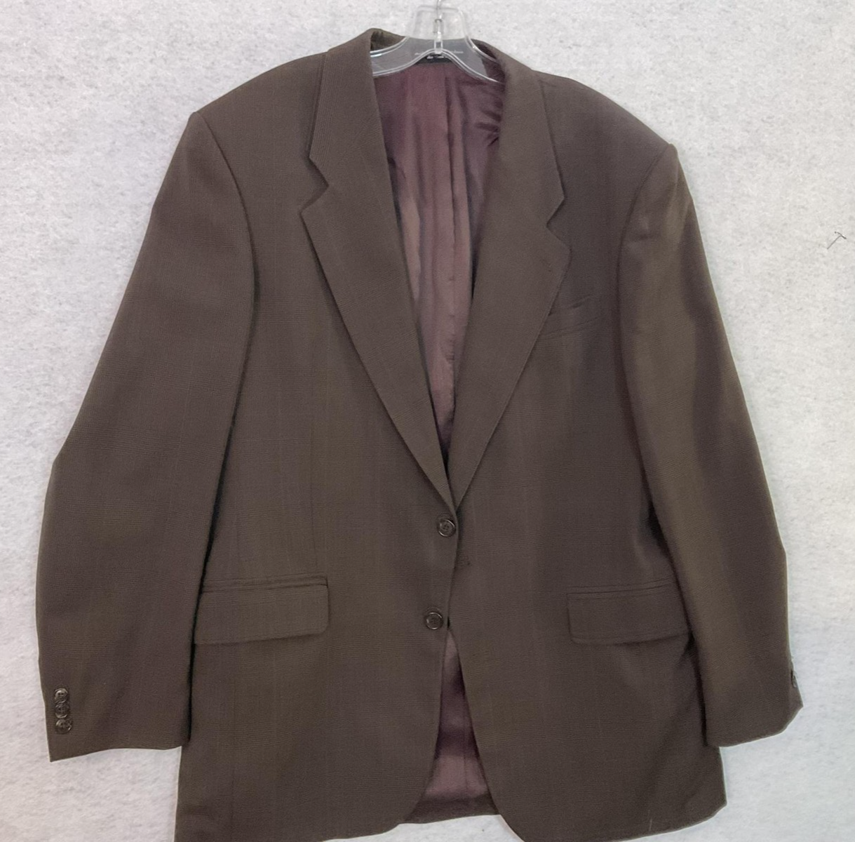 VTG Zylos George Machado Sport Coat Men 44 Brown Wool Check Blazer Lined Busines