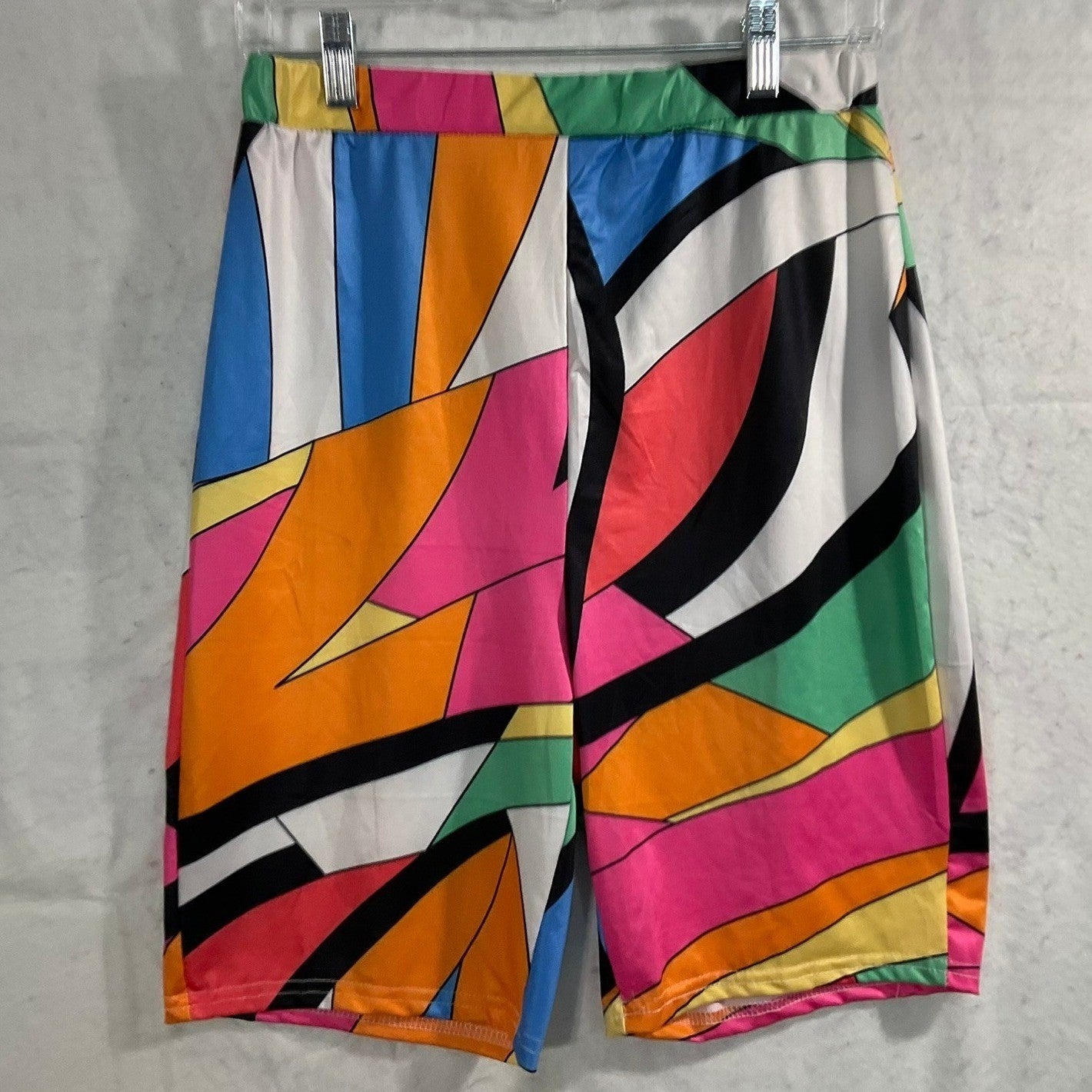 Bike Shorts Women XL Multi Geometric Abstract Stretch Activewear