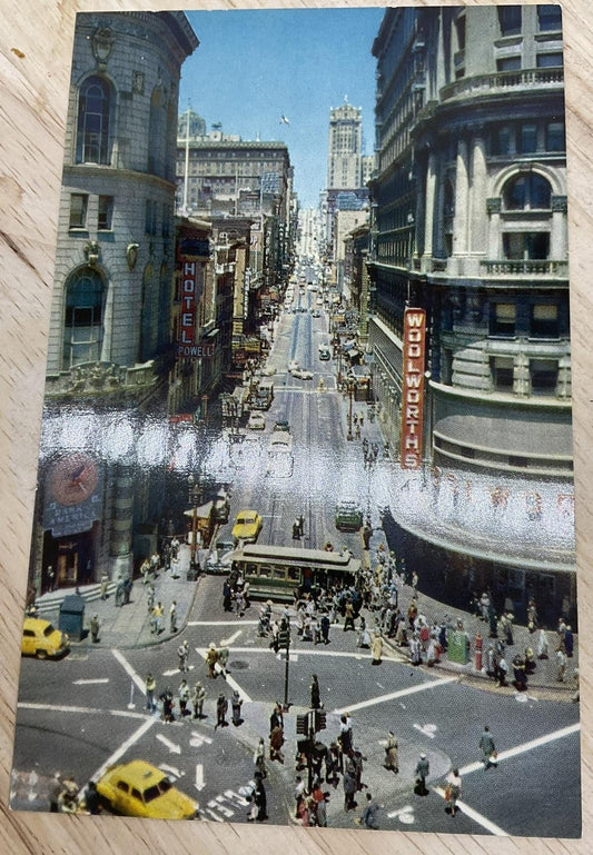 Vintage Powell Market Street San Francisco HS Crocker Color Postcard 5.5x3.5
