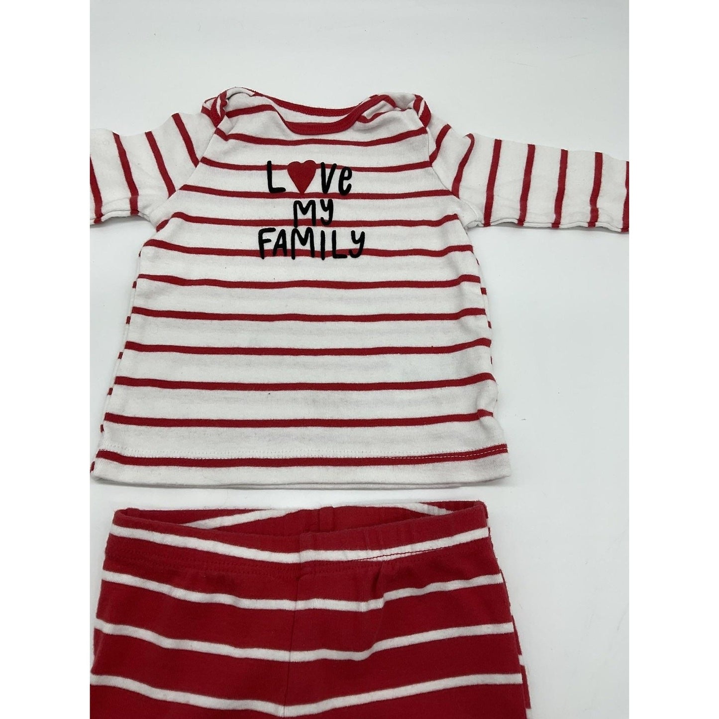 Carters Pajama Set Infant 6M Love My Family Footed Pants Baby Sleepwear Red Whit